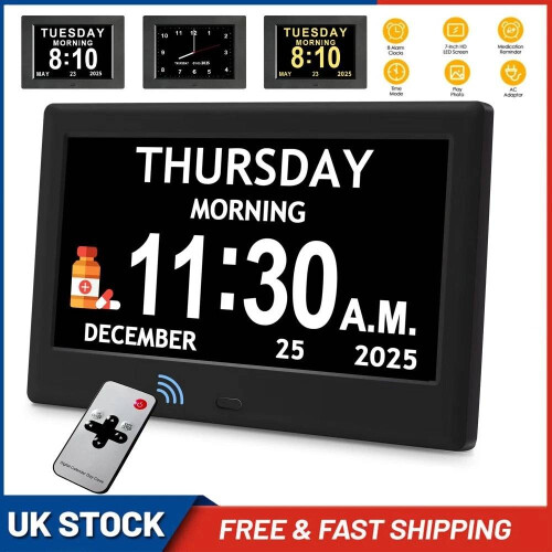 Digital Alarm Clock Day/Date Calender for Memory Loss Dementia Elderly Reminder