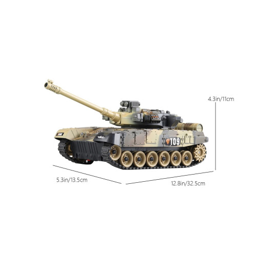 Remote Control Tank Toy Yellow 9-Channel with Light and 1