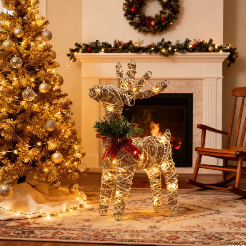 Glowing Reindeer Ornament Warm White Light 8x14 inch 1