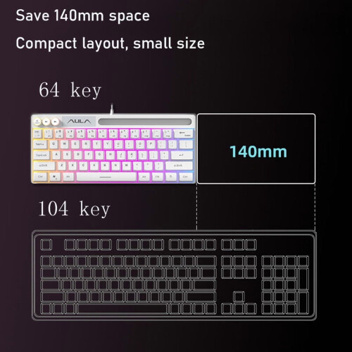 F3061 Membrane Gaming Keyboard 68-Key Blue Switch 1