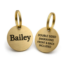 Personalised Brushed Brass Dog Tag, Deep Engraved Round Pet ID Tag for Dogs & Cats, Double Sided Engraving, 3 Sizes (Medium (30mm))