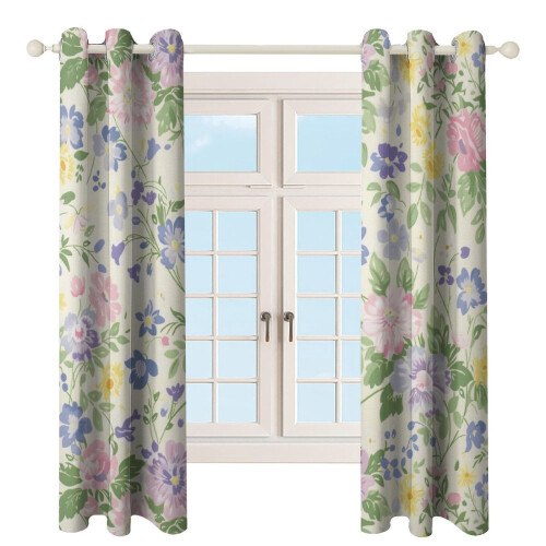 Floral Flower Curtains Eco-Friendly 2 Panel Set 2