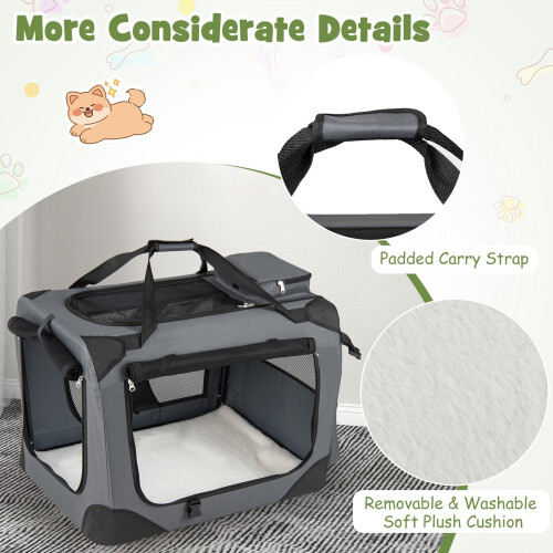 Collapsible Soft Dog Crate with Mesh Windows & 3 Doors 1