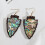Boucles d'oreilles RSAMD en bois et ormeau, style vintage, forme triangulaire, ormeau. 1