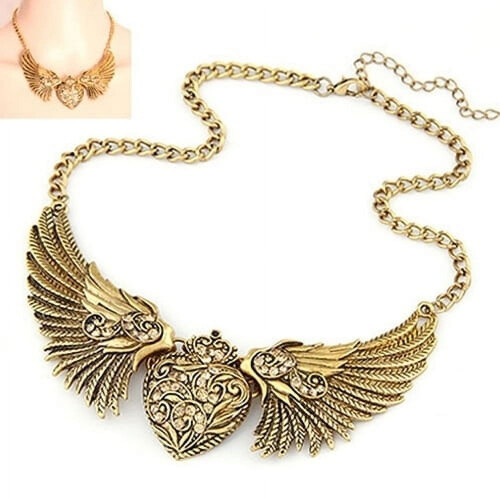 Damesmode Strass Hart Engelenvleugels Statement Ketting Sieraden 1