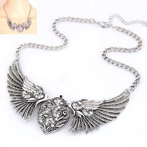 Damesmode Strass Hart Engelenvleugels Statement Ketting Sieraden 2