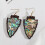 Boucles d'oreilles RSAMD en bois et ormeau, style vintage, forme triangulaire, ormeau. 2