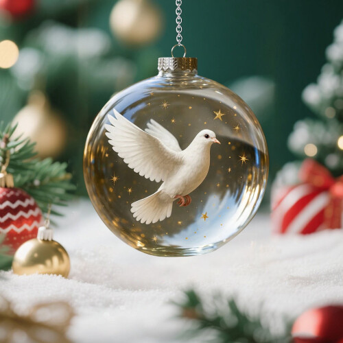 Cardinal Bird Crystal Glass Ornament Set 2