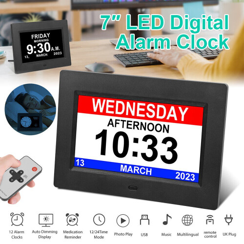 Digital Alarm Clock Day/Date Calender for Memory Loss Dementia Elderly Reminder 2