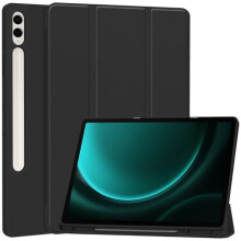 Kompatibel mit Samsung Galaxy Tab S9FE+/S10+ TPU Smart Lederhülle mit Stiftfach – 3-fach faltbar, Schwarz