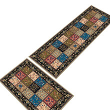 OUNONA2PCS sarjakuvakuvioiset matot 40x60cm ja 40x120cm, liukumaton suorakaiteen muotoinen juoksija eteiseen, keittiöön, kukkakuvioinen lattiamatto