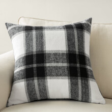 Housse de coussin décorative carrée Phantoscope Christmas en laine épaisse à carreaux, 50 x 50 cm, noire, 1 pièce