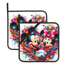 Lot de 2 maniques de cuisine Mickey Mouse résistantes à la chaleur, idéales pour la cuisine, les barbecues et la pâtisserie. Convient aux femmes