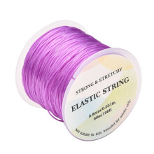1 rollo de hilo elástico plano de cristal para hacer pulseras elásticas, color morado, 0,8 mm, 65,61 yardas (60 m)/rollo.