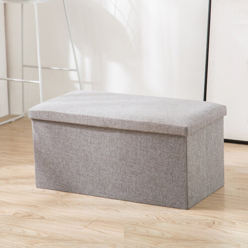 Collapsible Storage Bench Ottoman Grey 15.75x9.84x9.84 Inch