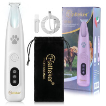 HATTEKER HT-865 Tondeuse pour poils d'animaux chats et chiens silencieuse, avec connexion USB, blanche