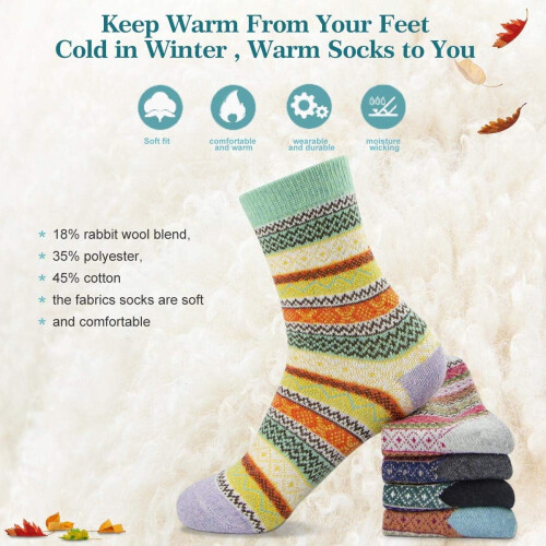 PUMIER Women's Winter Crew Socks - Thick Wool, Soft Warm 2