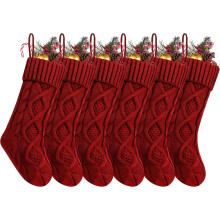 6 kerstkousen, 45 cm groot, kabelgebreid, cadeaus en decoraties voor het kerstfeest met het gezin