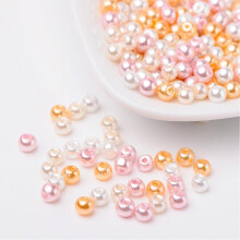 Cuentas de perlas de vidrio nacaradas de color rosa pálido, mezcla de colores, 4 mm, orificio de 1 mm, aproximadamente 400 piezas/bolsa