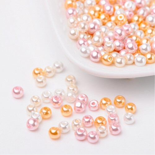 Χάντρες από γυαλί Barely Pink Mix Pearlized Pearlize, ανάμεικτο χρώμα, τρύπα 4mm: 1mm, περίπου 400