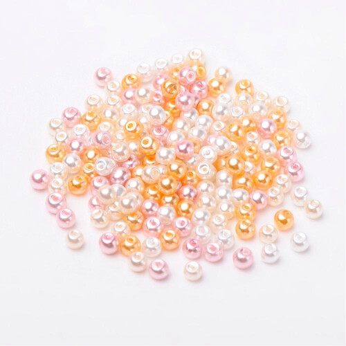 Χάντρες από γυαλί Barely Pink Mix Pearlized Pearlize, ανάμεικτο χρώμα, τρύπα 4mm: 1mm, περίπου 400 1