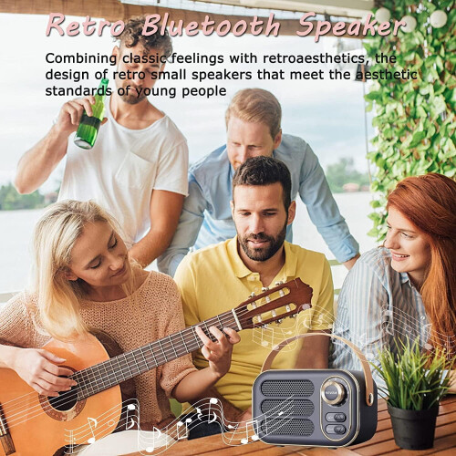 Ρετρό ηχείο Bluetooth, vintage φορητό ασύρματο ηχείο με δυνατή ένταση, Bluetooth5.0, κάρτα TF, 1