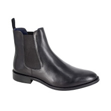 (8 UK, Black) Roamers Mens Plain Leather Ankle Boots