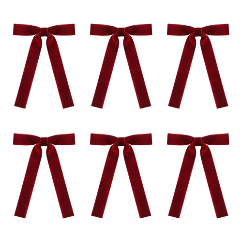 AuroraX Velvet Red Christmas Tree Ornaments 6 Pcs 1