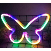 Solas Neoin LED LINLIN, Comharthaí Neoin Féileacán Solas Oíche Maisiúil Balla atá á oibriú ag Ceallraí/USB do Sheomra na bPáistí, Nollag,