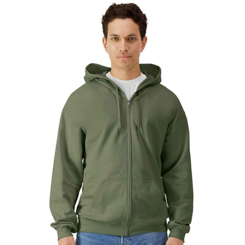 Gildan (S, Military Green) Mens Softstyle Midweight Full Zip Hoodie