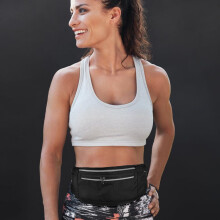 Black Polyester Adjustable Waist Bag Crossbody Pouch