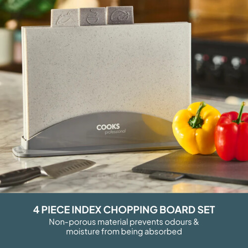Cooks Professional Cooks Professional 4 Piece Index Chopping Board Set | Granite effect 1