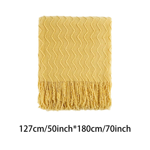 Knitted Throw Blanket Beige Soft Warm Lightweight 2