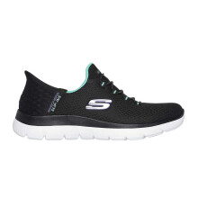 (6 UK, Black/Turquoise) Skechers Mens Summits - Diamond Dream Slip-In Casual Shoes