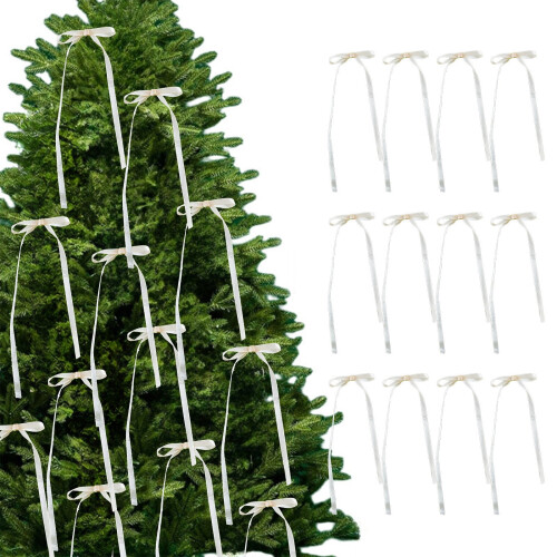 Christmas Bows Decorations Beige 12 Pcs 1