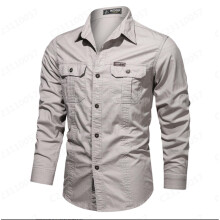 Men's Tactical Long Sleeve Shirt Beige Size L