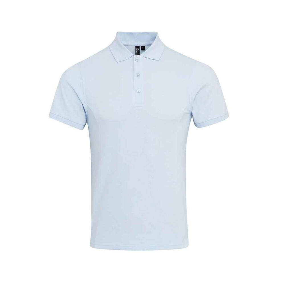Premier (M, Light Blue) Mens Coolchecker Plus Piqu Polo Shirt