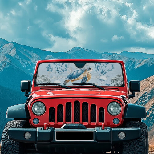 Blue Turtle Windshield Sun Shade for Jeep Wrangler 2