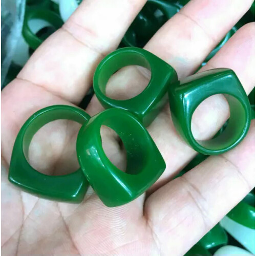 Natural Green Jade Ring for Men Size 7-12 2