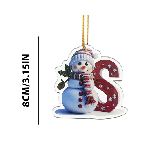 Lettre décorative de Noël en acrylique de 8 cm avec cordon doré 2