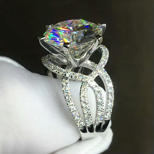Women's 925 Silver Ring with Cubic Zirconia Size 6-10 2