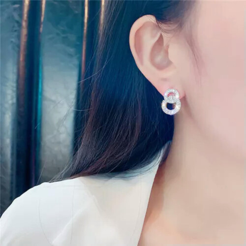 925 Silver Drop Earrings with Cubic Zirconia A Pair 1