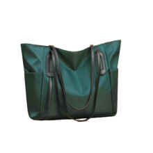 Borsa Tote Grande in Ecopelle Vegan Oxford Impermeabile con Tasche Laterali, Shopper a Spalla per Lavoro e Viaggi, Verde