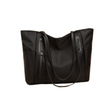 Borsa Tote XXL in Pelle Vegana Oxford con Tasche Laterali, Impermeabile, a Spalla, per Lavoro e Viaggio, Colore Nero