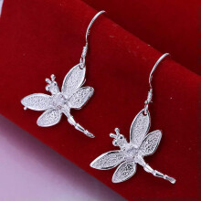 Sterling Silver Dragonfly Zircon Drop Earrings 5 Pairs