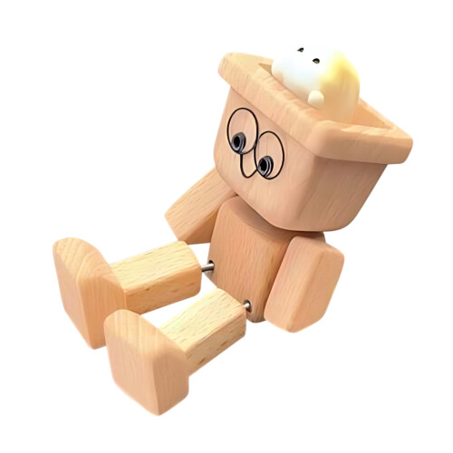 Wooden Shaking Man Bobblehead Car Dashboard Ornament 2