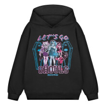 (9-10 Years, Black) Monster High Girls Let's Go Ghouls Hoodie