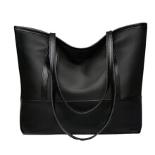 Borsa Tote Impermeabile in Pelle Vegana e Oxford, Grande Capacità, Tracolla, per Lavoro, Viaggi e Palestra, Colore Nero