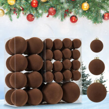 Velvet Christmas Balls Set Brown 46 pcs Shatterproof