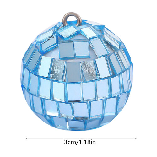 Round Disco Ball Christmas Ornament Blue 2